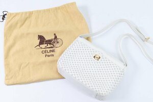 CELINE セリーヌ レザー ショルダーバッグ 斜め掛け バッグ ホワイト 白 ヴィンテージ レディース 鞄 カバン 4667-Y