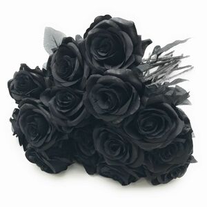造花 バラ 8センチ ダーク系カラー ブラックの枝葉 20本 (ブラック×ブラック)