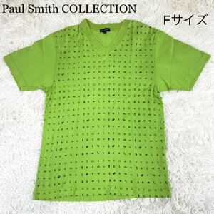 Paul Smith COLLECTION ポールスミス コレクション Tシャツ 半袖 Vネック 半袖Tシャツ グリーン 緑 Fサイズ 総柄