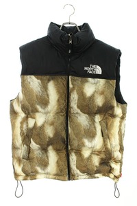 シュプリーム SUPREME ノースフェイス 13AW Fur Print Nuptse Vest サイズ:M ファープリントヌプシダウンベスト 中古 SB01