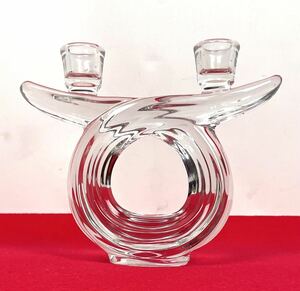 ●Vintage Candle Stand Art Vannes France クリスタルガラス キャンドル スタンド ホルダー フランス ろうそく 蝋燭立て クリスマス●