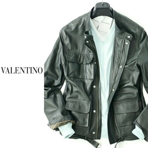 dp195●VALENTINOヴァレンティノMENS●春●本革ラムレザージャケット●裏生地コットン●46●ライダース