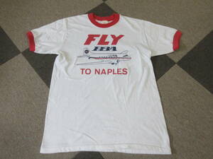 70s STEDMAN Tシャツ M Sport-T プロヴィンスタウン・ボストン航空 FLY PBA TO NAPLES リンガー ヴィンテージ オールド アメカジ 飛行機