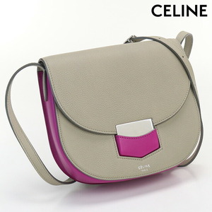 中古 セリーヌ 斜め掛け ショルダーバッグ レディース ブランド CELINE スモールトロッター レザー 176643 グレー