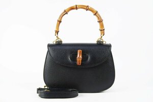 【超美品】GUCCI グッチ バンブー ピッグスキン 2WAY ST付 ターンロック ハンドバッグ 001・2013・0188【QO57】