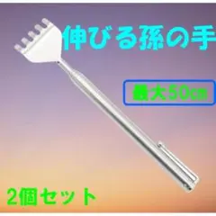 伸びる孫の手 2本セット シルバー ステンレス 伸縮 まごの手 敬老の日