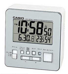 新品◇CASIO カシオ デジタル電波置時計　DQD-805J-8JF　温湿度計付　シルバー（電池付き）