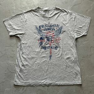 FREEDOM ROCK FESTIVAL ビンテージ 90s 00s フェス プリント Tシャツ L 42-44 霜降り 杢グレー 半袖 USA古着 celebrate PATRIOTIC 70s 80s