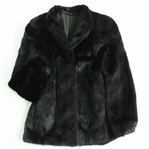 良品●MINK ミンク 本毛皮ショートコート ジャケット ブラック 11号 毛質艶やか・柔らか◎