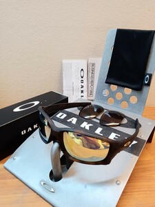 【美品♪ゴールド偏光♪】9336-0758/アジアンフィット/艶有り黒/ストレートリンク/オークリー/oakley/straightlink 検サングラス　ラン 