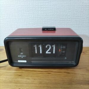 4-306 SEIKO セイコー 時計 置時計 パタパタ時計 目覚まし時計 CLOCK DP692T レトロ 昭和レトロ 赤 レッド 