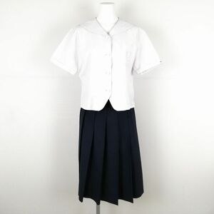 1円 セーラー服 スカート 上下2点セット 大きいサイズ カンコー 夏物 女子 学生服 兵庫姫路高校 白 制服 中古 ランクC NA5366