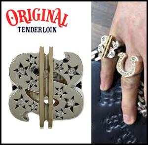 ★名作★ TENDERLOIN テンダーロイン T-＄ RING 8K ゴールド シルバー 925 ダイヤモンド スター ダラー リング 指輪 18号 ホースシュー