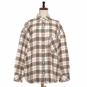 ◇361341 YANUK ヤヌーク コットンウールチェックシャツ ネルシャツ Y-SHIRT KATE サイズS レディース ホワイト 無地