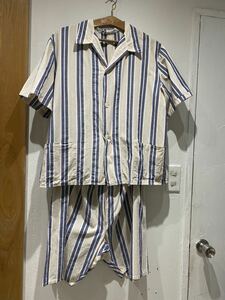 vintage euro cotton pajama set up ヨーロッパ古着 パジャマセットアップ ビンテージ ストライプ柄 70s 80s 希少