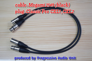□□ mogami 2549(BK)＋XLR plug オス-メス（CPXL）/0.50m×2本