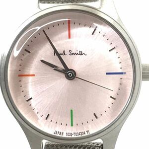 超美品 Paul Smith ポールスミス 腕時計 1032-T022430 クオーツ アナログ ラウンド ピンク シルバー レディース 箱付 電池交換済み 動作OK