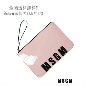 C866.. MSGM クラッチ バッグ ミラノ限定 直接買付 ロゴ 多用途 ピンク×ブラック