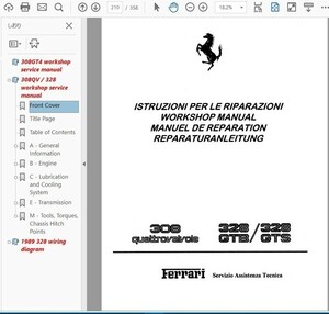 フェラーリ 308 328 308GT4 ワークショップマニュアル 配線図 