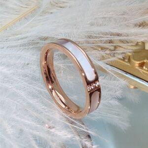 指輪　リング　ピンクゴールド　サージカルステンレス　レディース　ペアリング　ホワイト　人工ダイヤ　アレルギー対応　韓国　　新品
