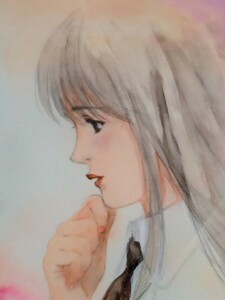 美樹本晴彦　直筆原画　オリジナル　横顔の肖像