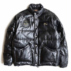 【美品】EVISU 【レザー ダウンジャケット】40 ブラック エビス 2403220