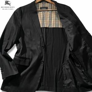 未使用級/Lサイズ●バーバリーブラックレーベル テーラードジャケット BURBERRY BLACK LABEL 背抜き ストレッチ コットン ノバチェック