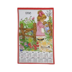 1990年 女の子 ヴィンテージ 布ポスター ファブリック カレンダー タペストリー 雑貨 ヨーロッパ レトロ