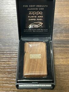 zippo 全面ウッド ウォールナット 年代物 スリム ウッド ジッポーメタル FOR BEST RESULTS デットストック シルバーインナー 1991年製