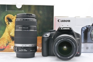 Canon EOS Kiss X2 + EF-S 18-55mm F3.5-5.6 IS + 55-250mm F4-5.6 キヤノン デジタル一眼レフカメラ ダブルズーム 箱付 ジャンク ■24645