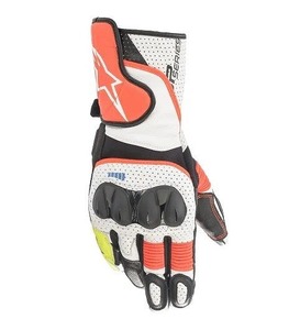 アルパインスターズ SP-2 V3 GLOVE レザーグローブ ホワイト/レッドフロー/ブラック 2XL バイク ツーリング 手袋 スマホ対応