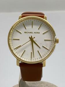 MICHAEL KORS◆クォーツ腕時計/アナログ/レザー/WHT/BRW/MK-2740/レディース