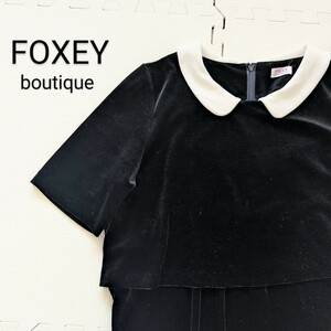 綺麗★FOXEY　フォクシーブティック　ワンピース　ブラック　半袖　白襟　可愛い 夏物 春先にも◎可愛い　ブランク　婦人服 卒業式　入学式