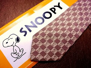 ★並品★4K00376【ピーナッツ】SNOOPY 「スヌーピー 格子 柄」ネクタイ