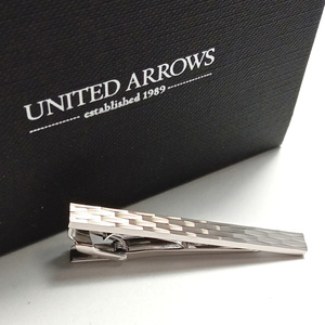 【uat703】UNITED ARROWS ユナイテッドアローズ 　ネクタイピン　タイバー　シルバー　ダミエデザイン