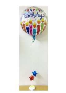 バースデー　バルーン　誕生日　ヘリウム　風船　星　キャンドル　キラキラ　ラメ　《補充用ヘリウム缶つき》
