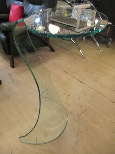 【愛知店舗】（直接引き取り/自社配送のみ）曲面ガラスの加工 vetro curvato Cigno 白鳥 イタリア製 コンソール ガラステーブル