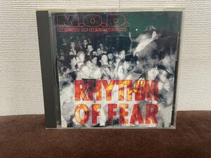 貴重M.O.D.／エム・オー・ディー「RHYTHM OF FEAR」CD、特典ステッカー付き　PSCW1153　国内廃盤／中古品、帯付き、SOD＋MODロゴステッカー
