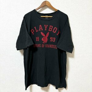 (^w^)b PLAYBOY プレイボーイ 80s 90s ヴィンテージ ビッグ ロゴ 半袖 ショートスリーブ Tシャツ ブラック 大きいサイズ 5L 8188EE