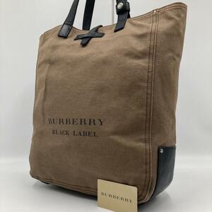 極美品/A4収納可能●バーバリーブラックレーベル BURBERRY BLACK LABEL メンズ ビジネス トートバッグ ハンド ショルダー レザー ベージュ