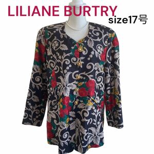 極美品リリアンビューティー　花柄クラシカルジャケット　大きいサイズ17号、3XL LILIANE BURTRY