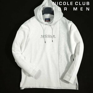 新品1円～★ニコルクラブフォーメン NICOLE CLUB FOR MEN ロゴプリントプルオーバーパーカ フーディー 46 M グレー ◆1592◆