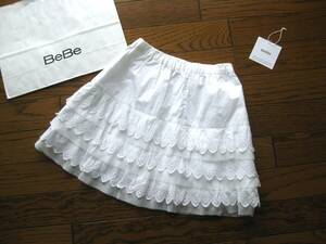 ☆BeBe　べべ☆　コットンエンブロイダリーフリルスカート　L　130cm　140cm　150cm　フリル　スカート　べべ　レース　オーガンジー　美品