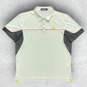 ルコックスポルティフ ゴルフコレクション 吸汗速乾 ロゴ刺繍 3D 立体裁断 プルオーバー 半袖ポロシャツ LL ホワイト