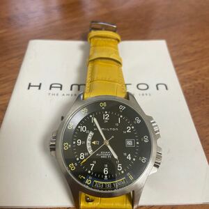 Hamilton ハミルトン　カーキネイビー　Khaki Navy GMT H77645433 ベルト新品+Dバックル新品純正品