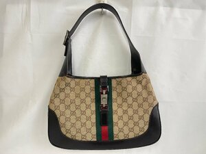 SM0604-61I　ゆうパック着払い　GUCCI ジャッキー GGキャンバス×レザー シェリーライン ワンショルダーバッグ　001.3306.002053　グッチ