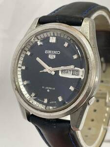 【54-2】1円〜【稼働ジャンク】SEIKO セイコー 5 6119-8021 自動巻き デイデイト 21石 ブルー メンズ 同梱不可