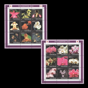 ■ギニアビサウ切手　2001年　花 / ラン科 / 日本切手展　9種シート2枚