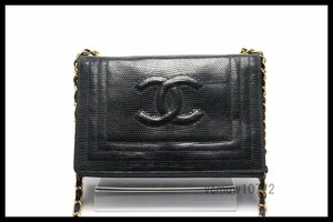 希少美中古■CHANEL 0番台 ココマーク リザード レザー チェーンショルダーバッグ シャネル■0404ta22845