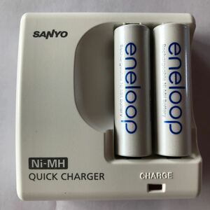 エネループ 単3形充電池 充電器セット　N-MDR02S 単3形 2個入り　SANYO 説明書あり　eneloop 送料無料
